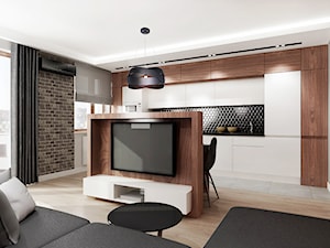Mieszkanie na wynajem 2 PROJEKT - Średni biały salon z kuchnią z jadalnią, styl nowoczesny - zdjęcie od All Design Agnieszka Lorenc