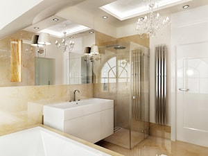 Marmurowa łazienka - Duża z marmurową podłogą łazienka z oknem, styl tradycyjny - zdjęcie od All Design Agnieszka Lorenc
