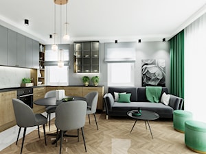 Mieszkanie z zielenią - Średni szary salon z kuchnią z jadalnią, styl tradycyjny - zdjęcie od All Design Agnieszka Lorenc