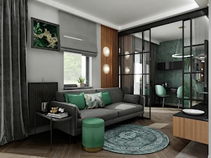 Mieszkanie z zielenią - Mały biały szary zielony salon, styl industrialny - zdjęcie od All Design Agnieszka Lorenc