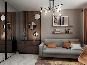 Mieszkanie z kolorem koniaku - Średnie w osobnym pomieszczeniu z sofą beżowe szare biuro, styl trad ... - zdjęcie od All Design Agnieszka Lorenc