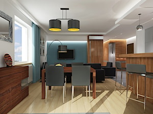 Projekt Mieszkanie Kraków - Mały biały niebieski salon z kuchnią z jadalnią, styl tradycyjny - zdjęcie od All Design Agnieszka Lorenc