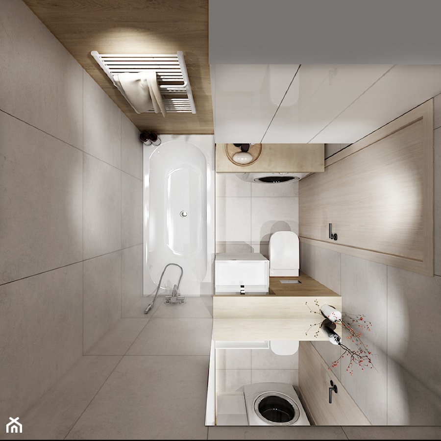 Mieszkanie 50 m2 - Mała bez okna z pralką / suszarką łazienka, styl nowoczesny - zdjęcie od All Design Agnieszka Lorenc