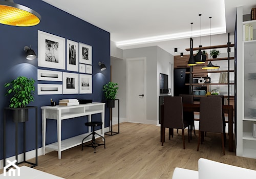 Mieszkanie z granatem - Średni niebieski szary salon z jadalnią, styl nowoczesny - zdjęcie od All Design Agnieszka Lorenc