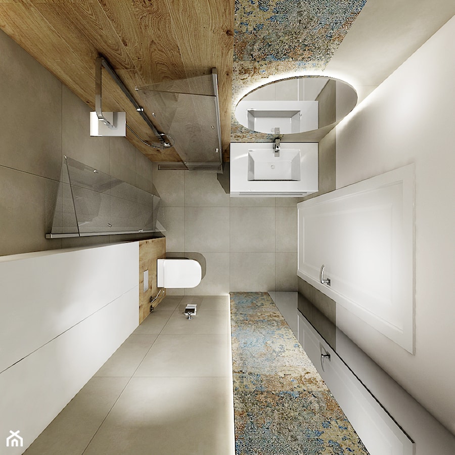 Projekt - Dom pod Krakowem w kolorze natury - Mała bez okna łazienka, styl nowoczesny - zdjęcie od All Design Agnieszka Lorenc
