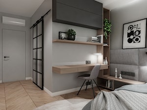 Mieszkanie Poznań - Średnia szara z biurkiem sypialnia, styl nowoczesny - zdjęcie od All Design Agnieszka Lorenc