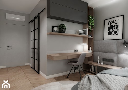 Mieszkanie Poznań - Średnia szara z biurkiem sypialnia, styl nowoczesny - zdjęcie od All Design Agnieszka Lorenc