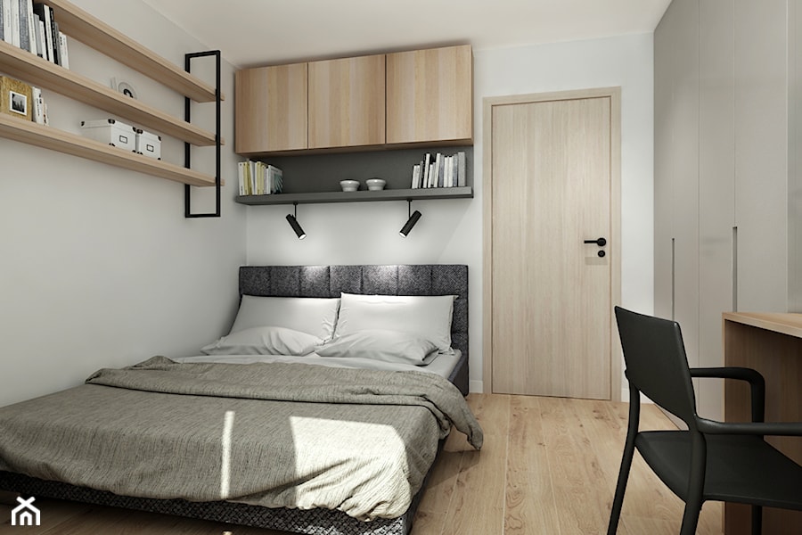 Mieszkanie 50 m2 - Średnia biała z biurkiem sypialnia, styl nowoczesny - zdjęcie od All Design Agnieszka Lorenc