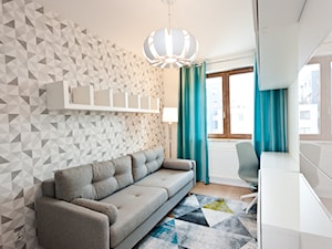 Realizacja - mieszkanie na wynajem w Krakowie z ciemną cegłą - Mały biały szary pokój dziecka dla na ... - zdjęcie od All Design Agnieszka Lorenc