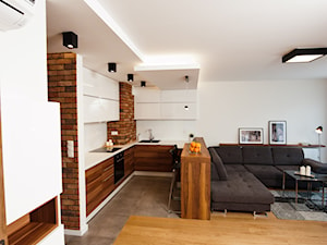 Realizacja mieszkanie na wynajem Kraków - Średni biały brązowy salon z kuchnią, styl nowoczesny - zdjęcie od All Design Agnieszka Lorenc