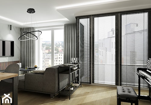 Mieszkanie 80 m2 - Średni biały szary salon z jadalnią, styl nowoczesny - zdjęcie od All Design Agnieszka Lorenc
