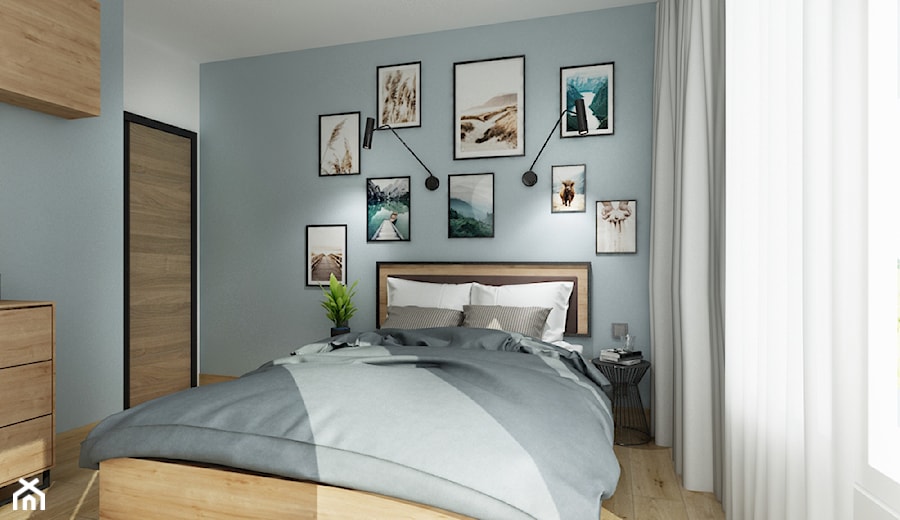 Mieszkanie dla studentki w Krakowie - Średnia biała niebieska sypialnia, styl nowoczesny - zdjęcie od All Design Agnieszka Lorenc