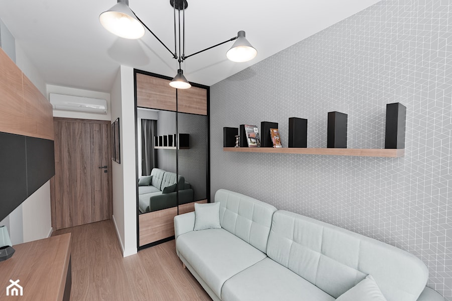 Realizacja mieszkania na wynajem Kraków z czernią i drewnem - Salon, styl nowoczesny - zdjęcie od All Design Agnieszka Lorenc
