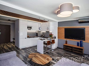 mieszkanie pod wynajem - Średni biały szary salon z kuchnią z jadalnią, styl nowoczesny - zdjęcie od Interior Dorota Żochowska
