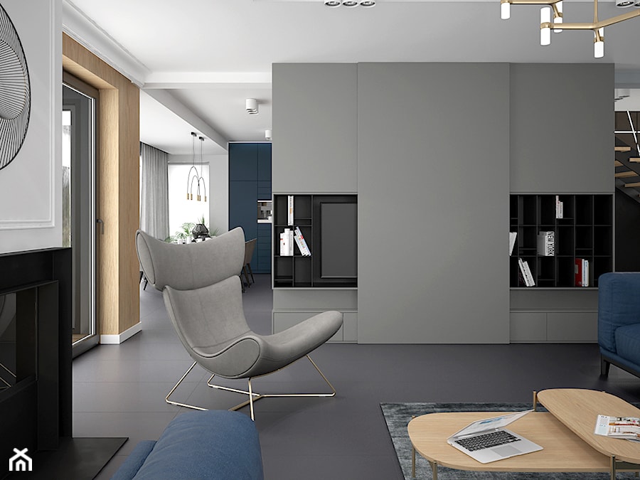 DOM JEDNORODZINNY 211,3 m2 PRZYBYSŁAWICE - Salon, styl nowoczesny - zdjęcie od Dream Design