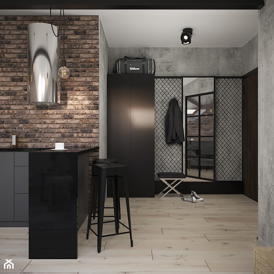 STUDIO 35,68 m2 KRAKÓW, POLSKA - Hol / przedpokój, styl industrialny - zdjęcie od Dream Design