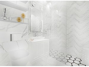 Projekt apartamentu 55 m2 w Warszawie - Mała bez okna łazienka, styl glamour - zdjęcie od Interior Maker wnętrza