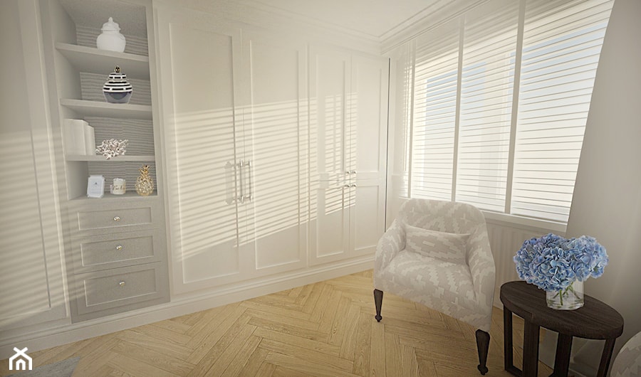 Projekt sypialni w Białymstoku - Średnia biała sypialnia, styl glamour - zdjęcie od Interior Maker wnętrza