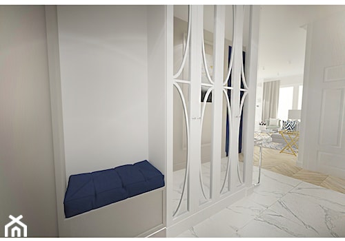 Projekt apartamentu 55 m2 w Warszawie - Średni biały hol / przedpokój, styl glamour - zdjęcie od Interior Maker wnętrza