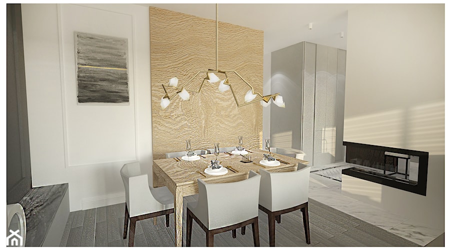 Projekt apartamentu 90m2 w Warszawie - Średnia biała szara jadalnia jako osobne pomieszczenie, styl nowoczesny - zdjęcie od Interior Maker wnętrza