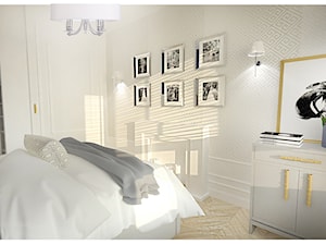 Projekt apartamentu 55 m2 w Warszawie - Mała szara sypialnia, styl glamour - zdjęcie od Interior Maker wnętrza
