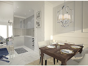 Projekt apartamentu 55 m2 w Warszawie - Średnia beżowa jadalnia, styl glamour - zdjęcie od Interior Maker wnętrza