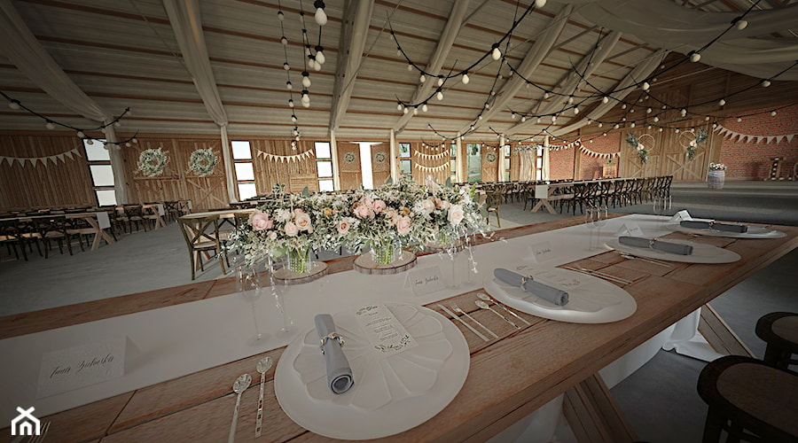 Projekt Stodoły na organizacje wesel w Białymstoku - Majątek Howieny - Wnętrza publiczne, styl rustykalny - zdjęcie od Interior Maker wnętrza