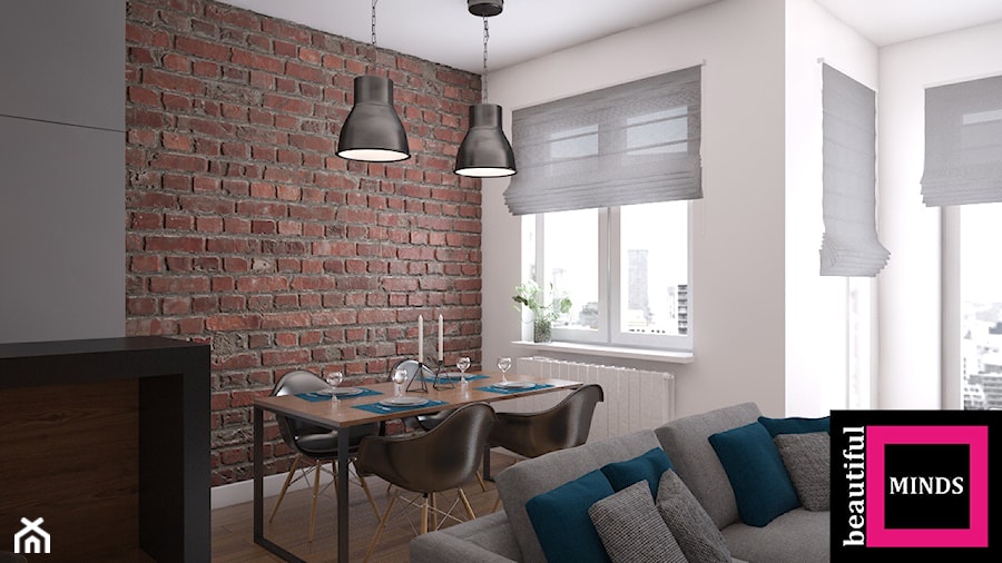 Apartament w sercu Warszawy - Średnia biała jadalnia w salonie, styl nowoczesny - zdjęcie od Beautiful Minds Projektowanie Wnętrz
