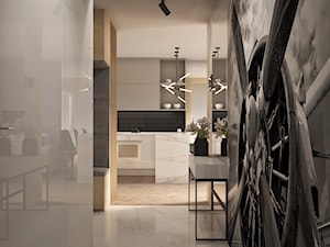 Apartament w Mennica Residence - Mały biały z marmurem na podłodze hol / przedpokój, styl nowoczesny - zdjęcie od Beautiful Minds Projektowanie Wnętrz