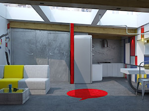 beton i stal oraz akcent kolorystyczny - zdjęcie od Beautiful Minds Projektowanie Wnętrz