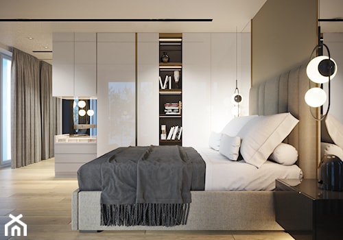 Sypialnia z tapicerowanym wezgłowiem - zdjęcie od Beautiful Minds Projektowanie Wnętrz