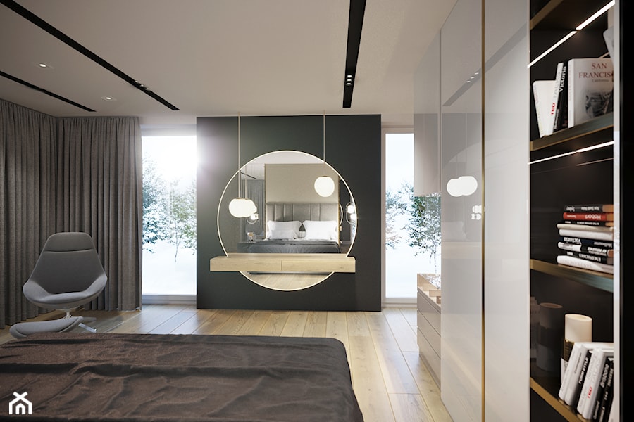 Nowoczesna sypialnia z garderobą - zdjęcie od Beautiful Minds Projektowanie Wnętrz