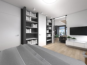 Projekt apartamentu w Warszawie - Duża biała sypialnia, styl nowoczesny - zdjęcie od interior art studio