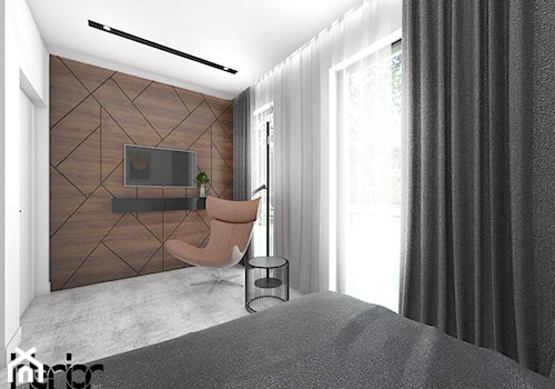 Dom z ciemnym drewnem - Średnia biała sypialnia, styl nowoczesny - zdjęcie od interior art studio