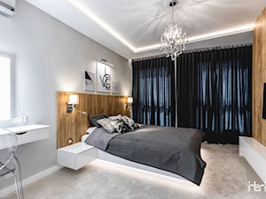 Sesja zdjęciowa Apartamentu Metropolitan Park - Średnia szara sypialnia, styl glamour - zdjęcie od interior art studio