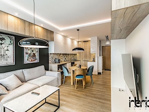 Realizacja małego apartamentu 42 m2 Kolorowy Gocław - Salon, styl skandynawski - zdjęcie od interior art studio