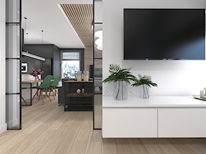 Projekt apartamentu w Warszawie - Mały biały salon, styl nowoczesny - zdjęcie od interior art studio