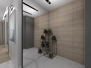 Projekt apartamentu w Warszawie - Średni czarny szary z marmurem na podłodze hol / przedpokój, styl nowoczesny - zdjęcie od interior art studio