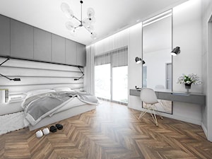 Dom z elementami miedzi i złota - Duża biała sypialnia, styl nowoczesny - zdjęcie od interior art studio