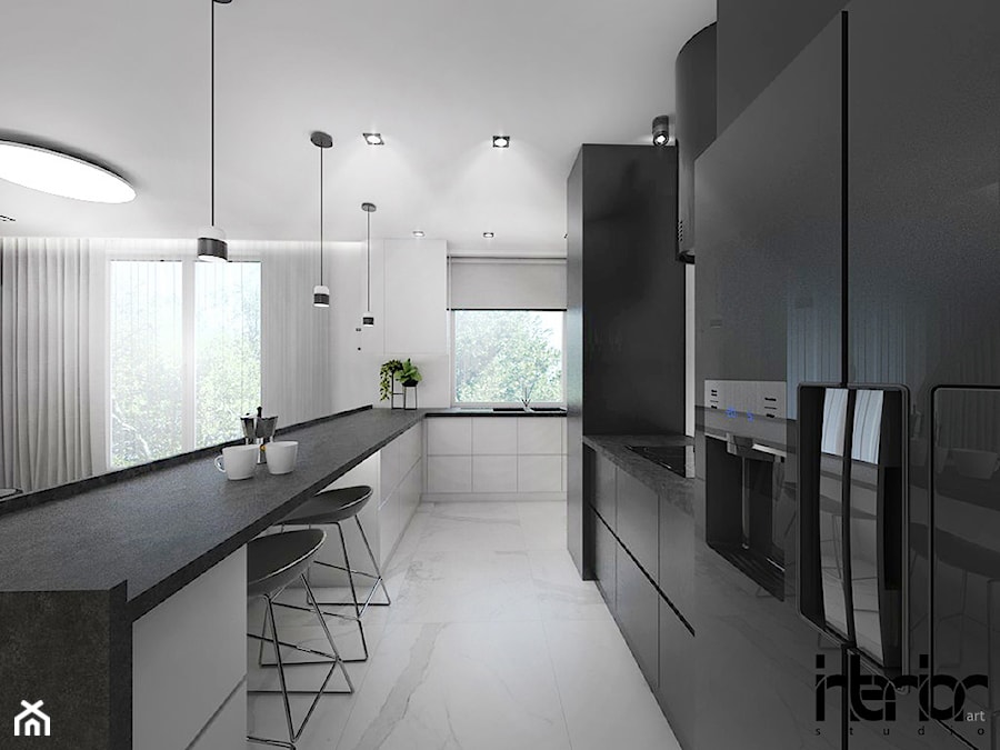 Projekt apartamentu z lustrem w jadalni - Kuchnia, styl nowoczesny - zdjęcie od interior art studio