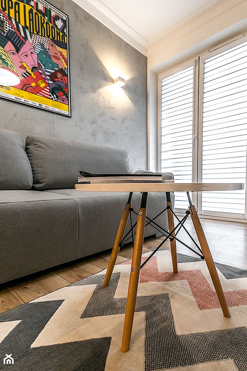 Apartament Szewska w Lublinie - Mały biały szary salon, styl minimalistyczny - zdjęcie od interior art studio