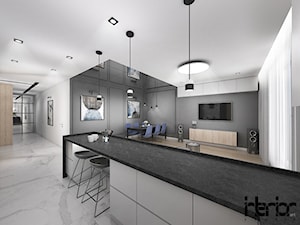 Projekt apartamentu z lustrem w jadalni - Salon, styl nowoczesny - zdjęcie od interior art studio