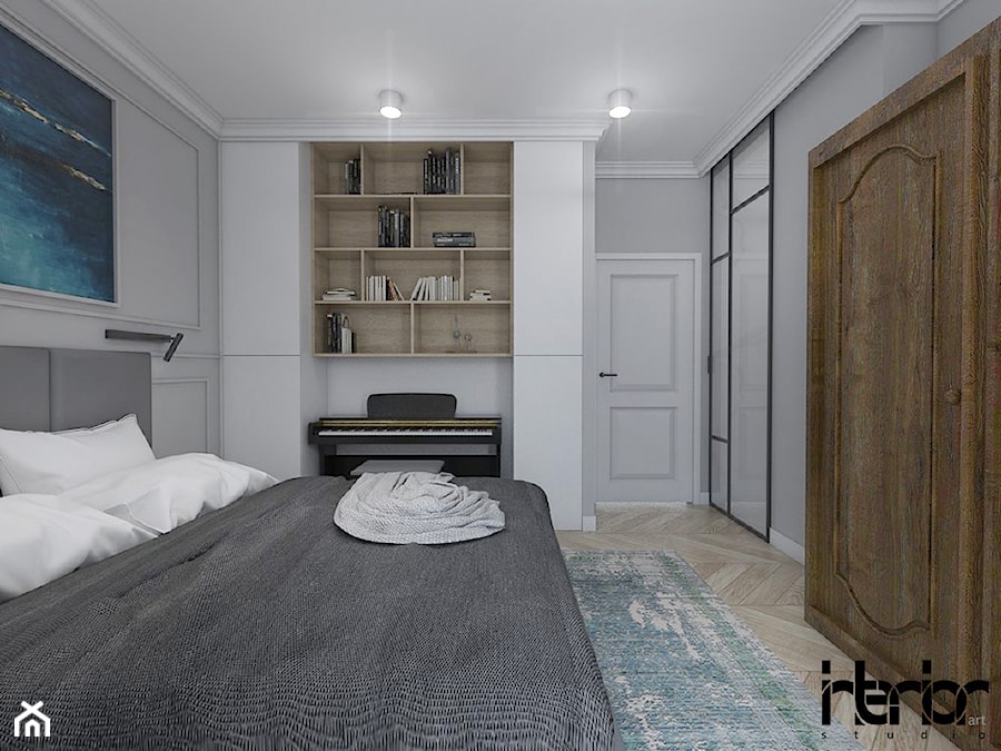 Apartament w Warszawie - Średnia szara sypialnia, styl nowoczesny - zdjęcie od interior art studio