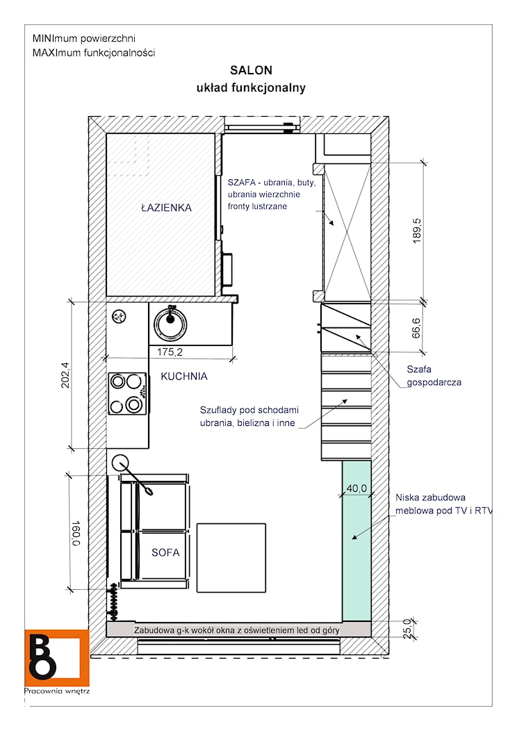 Salon układ funkcjonalny - zdjęcie od BOpracownia - Homebook
