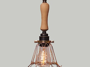 Lampa Cage Brass Flower z drewnianym uchwytem - zdjęcie od KloshArt lampy industrialne