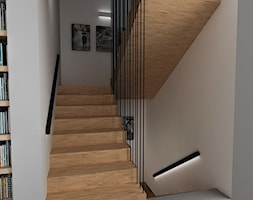 Dom w Ząbkach - Schody dwubiegowe drewniane, styl nowoczesny - zdjęcie od ESTU architektura wnętrz - Homebook
