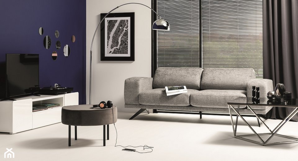 nowoczesny salon, szara sofa, salon w stylu minimalistycznym