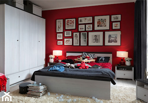 Porto - Średnia biała czerwona sypialnia - zdjęcie od Black Red White