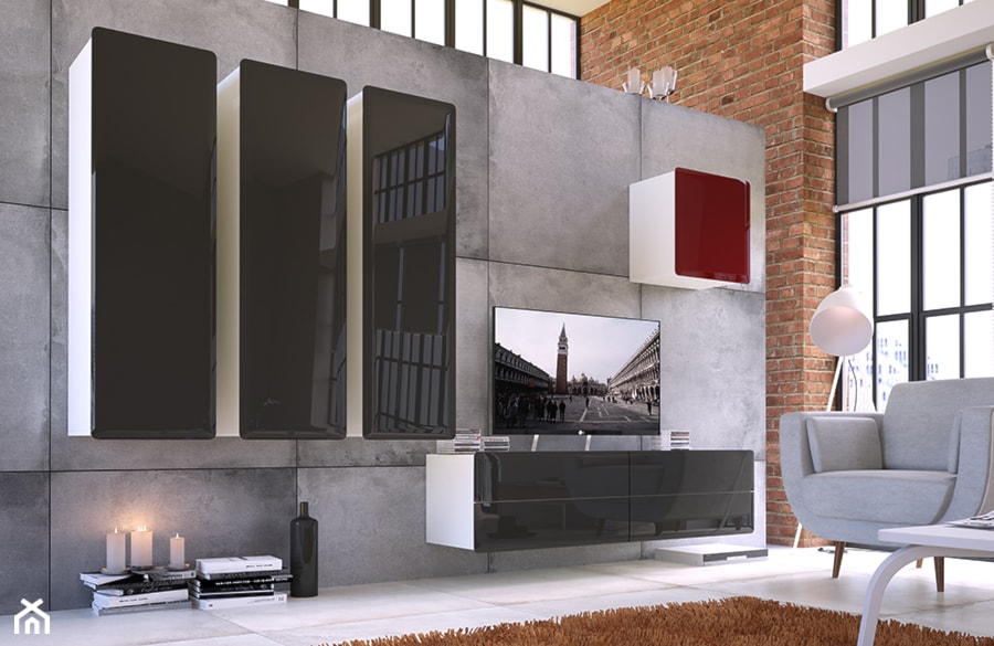 Possi Light - Średni duży salon, styl industrialny - zdjęcie od Black Red White