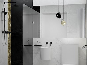 Nowe oblicze - Średnia bez okna z lustrem z marmurową podłogą łazienka, styl nowoczesny - zdjęcie od studio m Katarzyna Kosieradzka